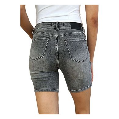 Full Size High Waist Washed Denim Shorts
