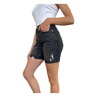 Full Size High Waist Rigid Magic Denim Shorts