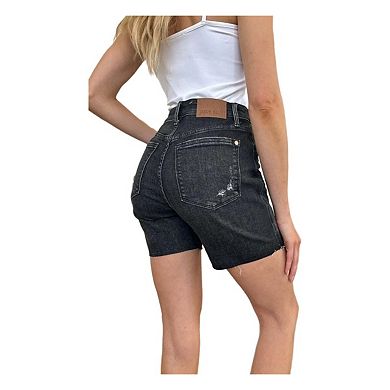 Full Size High Waist Rigid Magic Denim Shorts