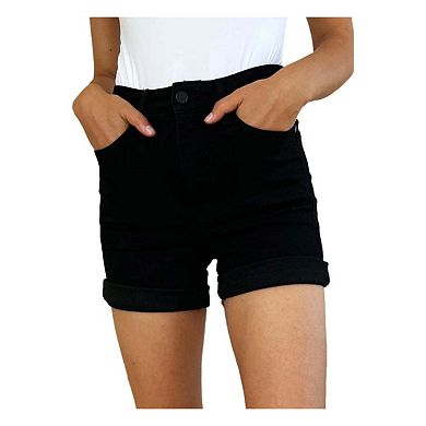 Full Size High Waist Tummy Control Cuffed Denim Shorts
