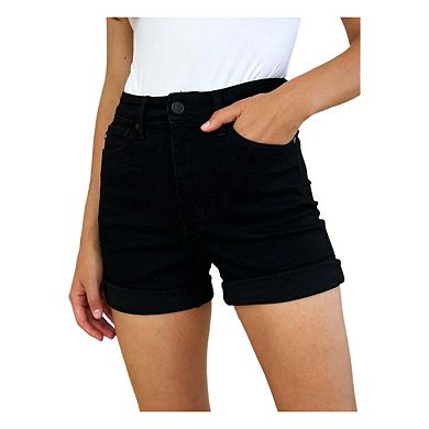 Full Size High Waist Tummy Control Cuffed Denim Shorts