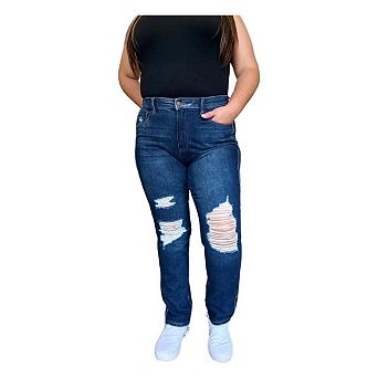 Full Size High Waist Rigid Magic Heavy Destroy Straight Jeans