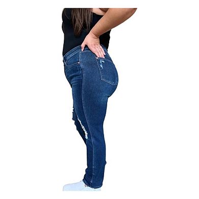 Full Size High Waist Rigid Magic Heavy Destroy Straight Jeans