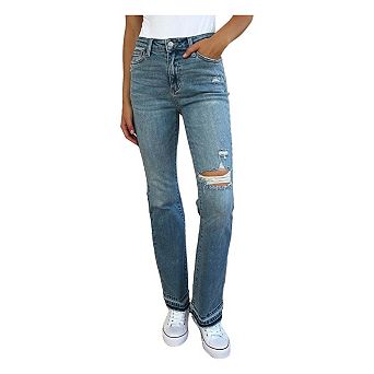 Full Size Mid Rise Destroyed Hem Distressed Jeans