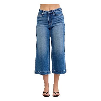 Mid Rise Crop Wide Leg Jeans
