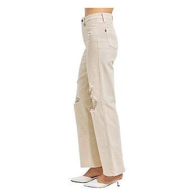 Full Size High Waist Distressed Wide Leg Jeans