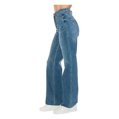 Full Size Tummy Control Cut Raw Hem Straight Jeans