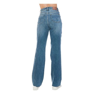 Full Size Tummy Control Cut Raw Hem Straight Jeans