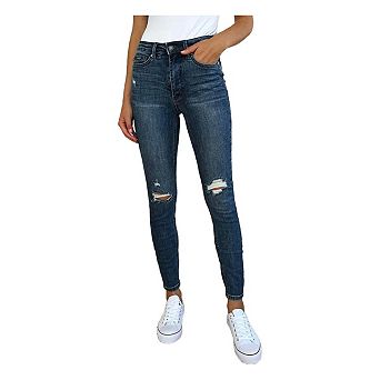 Full Size Mid Waist Distressed Slim Jeans