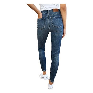 Full Size Mid Waist Distressed Slim Jeans