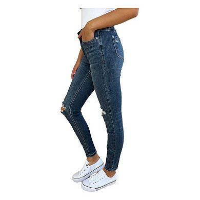 Full Size Mid Waist Distressed Slim Jeans