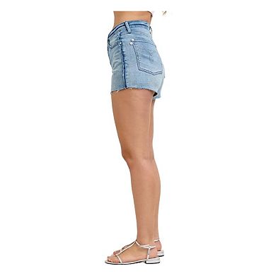 Highwaist Rigid Magic Cut Off Denim Shorts with Raw Side Seams