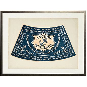 Vintage anchor label in navy