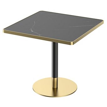KWPZQEB 31.5" Squard Bistro Table, Tulip Table with Faux Marble Top for Café, Kitchen, Apartment