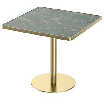 KWPZQEB 31.5" Squard Bistro Table, Tulip Table with Faux Marble Top for Café, Kitchen, Apartment
