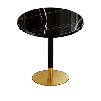 KWPZQEB 31.5" Round Bistro Table, Tulip Table with Faux Marble Top for Café, Kitchen, Apartment