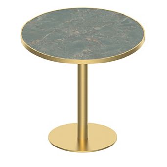 KWPZQEB 31.5" Round Bistro Table, Tulip Table with Faux Marble Top for Café, Kitchen, Apartment