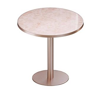 KWPZQEB 31.5" Round Bistro Table, Tulip Table with Faux Marble Top for Café, Kitchen, Apartment