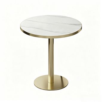 KWPZQEB 31.5" Round Bistro Table, Tulip Table with Faux Marble Top for Café, Kitchen, Apartment