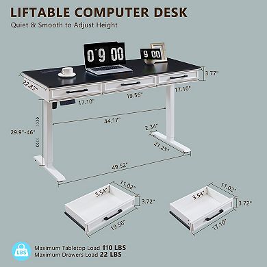 55" Electric Standing Desk, Adjustable Height Computer Desk with Storage for Home Office Workspace
