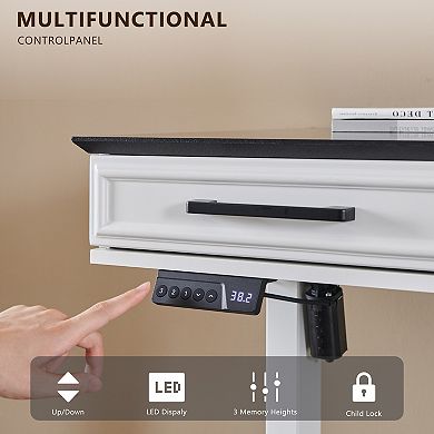 55" Electric Standing Desk, Adjustable Height Computer Desk with Storage for Home Office Workspace