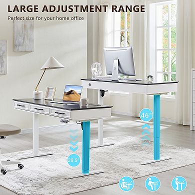 55" Electric Standing Desk, Adjustable Height Computer Desk with Storage for Home Office Workspace