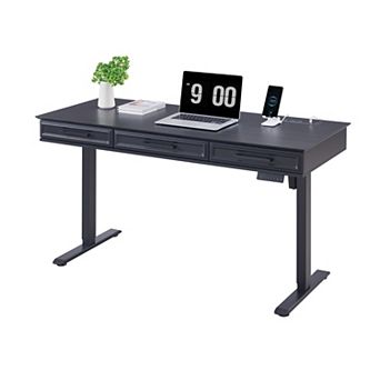 55" Electric Standing Desk, Adjustable Height Computer Desk with Storage for Home Office Workspace