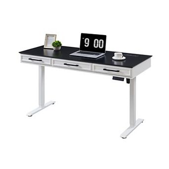 55" Electric Standing Desk, Adjustable Height Computer Desk with Storage for Home Office Workspace