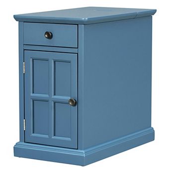 KWPZQEB Classic End Table with USB Ports, Multifunctional Drawer & Door for Living Room