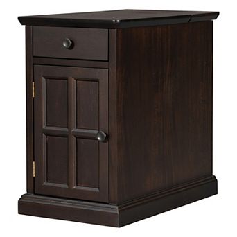 KWPZQEB Classic End Table with USB Ports, Multifunctional Drawer & Door for Living Room