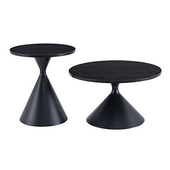 KWPZQEB Coffee Table set of 2, Round Hourglass Shape Accent Table for Living Room