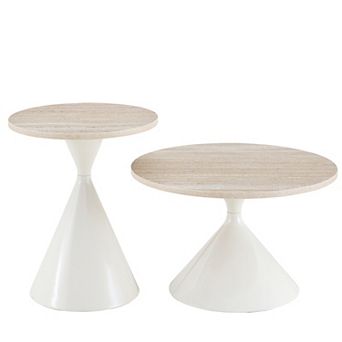KWPZQEB Coffee Table set of 2, Round Hourglass Shape Accent Table for Living Room