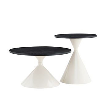 KWPZQEB Coffee Table set of 2, Round Hourglass Shape Accent Table for Living Room