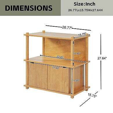 CEWOR Farmhouse Wood Nightstand with open shelf and Storage cabinet Side Table