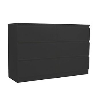 CEWOR Wooden 6-Drawer Dresser，Wide Storage Chest of Drawers, Handle-Free Design, Easy Assembly