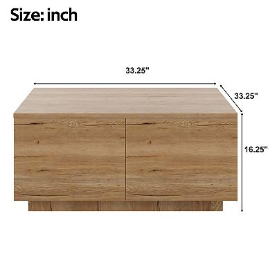 CEWOR Square Coffee Table, 4-Drawer Modern Wood Coffee Table with Hidden Storage, Easy Assembly