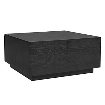 CEWOR Square Coffee Table, 4-Drawer Modern Wood Coffee Table with Hidden Storage, Easy Assembly