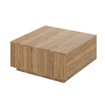 CEWOR Square Coffee Table, 4-Drawer Modern Wood Coffee Table with Hidden Storage, Easy Assembly