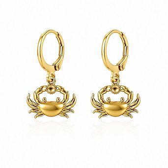 Coastal Crab Huggie Dangle Earrings