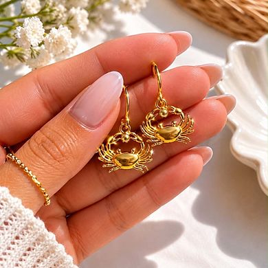 Coastal Crab Huggie Dangle Earrings