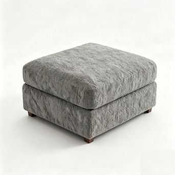 CEWOR Teddy Fleece Ottoman Footstool, Modular Sofa Companion for Living Room & Bedroom