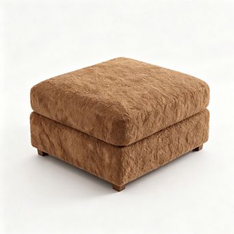 CEWOR Teddy Fleece Ottoman Footstool, Modular Sofa Companion for Living Room & Bedroom