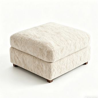 CEWOR Teddy Fleece Ottoman Footstool, Modular Sofa Companion for Living Room & Bedroom