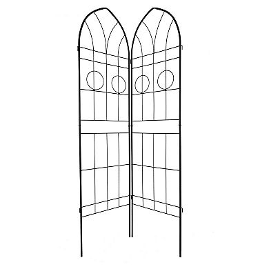 CEWOR 2 Pack Metal Garden Trellis for Climbing Plants Outdoor, Rustproof with Pot Holders