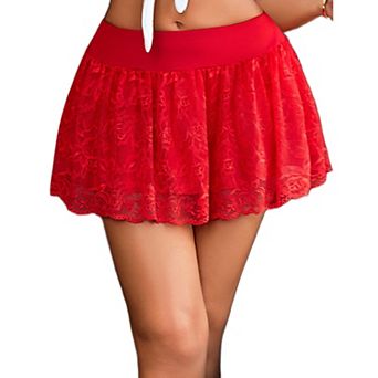 Avidlove Women Pleated Mini Skirt Lace Ruffles Lingerie Short Skirts
