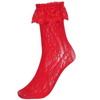 Avidlove Women Ruffle Cuff Lace Anklet Socks Lolita Lacy Casual Socks for Dates Parties