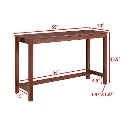 KWPZQEB Farmhouse Bar Table Set for 3, Table with Power Outlet, 3 Bar Stools with Upholstered