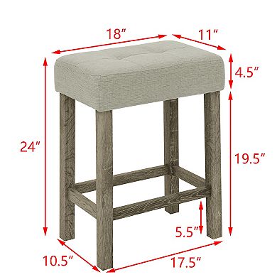 KWPZQEB Farmhouse Bar Table Set for 3, Table with Power Outlet, 3 Bar Stools with Upholstered