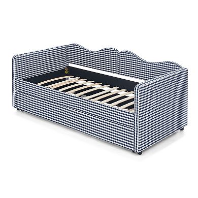 KWPZQEB Twin Size Daybed with Pull-Out Trundle Bed Frame & Side Storage Pocket for Guest Bedroom