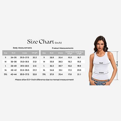 Avidlove High Crew Neck Ribbed Racerback Built-In Removable Pad Fitted Long Tank Top